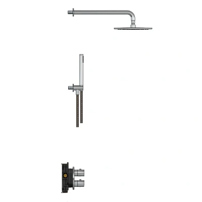 Afbeelding van Hotbath Archie Regendoucheset IBS30A RVS316 Staaf handdouche 30cm Hoofddouche/Superdun Wandarm