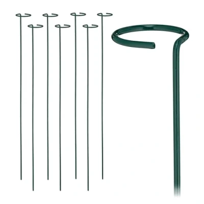 Afbeelding van Relaxdays plantensteun metaal set van 8 rond 80 cm plantensteunring groen