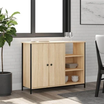Afbeelding van Dressoir 100x33x75 cm bewerkt hout sonoma eikenkleurig