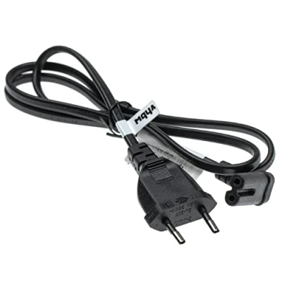 Afbeelding van C7 (haaks boven/beneden) CEE 7/16 (recht) stroomkabel 2x 0,75mm / zwart 1 meter