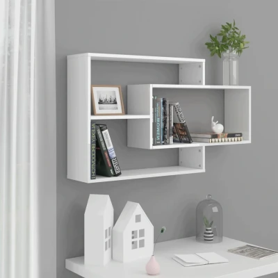 Afbeelding van Wandschappen 104x20x58,5 cm bewerkt hout hoogglans wit