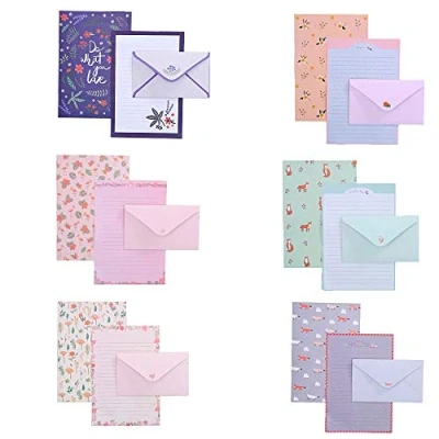 Afbeelding van 36 stuks mooi gevoerd briefpapier met 18 enveloppen voor kantoor, thuis, school (36)