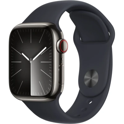 Afbeelding van Apple Watch Series 9 GPS + Cellular 41mm Graphite Stainless Steel Case with Midnight Sport Band S/M