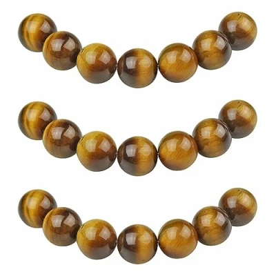 Afbeelding van MJDCB 45 stuks 8 mm gele halfedelsteen kralen met gat, natuurlijke ronde kralen, losse voor het maken van sieraden, armbanden, halskettingen