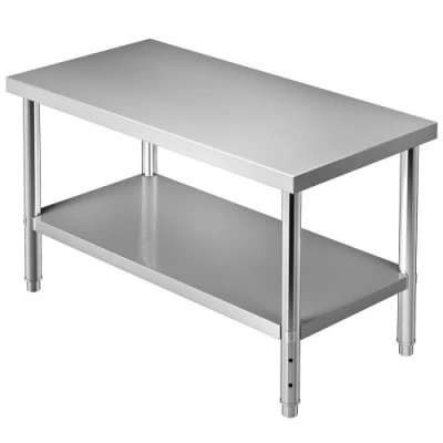 Image de Table de préparation travail en acier inoxydable VEVOR nourriture commerciale 48x30x34 pouces