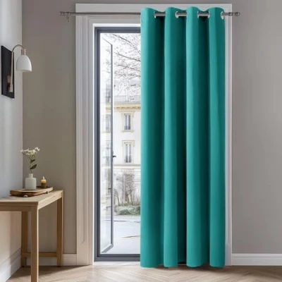 Afbeelding van Deconovo warmte isolerende verduisterende gordijnen, woonkamer en slaapkamergordijnen, modern ontwerp met oogjes, 132x214 CM (breedte x hoogte), turkoois, 1delig