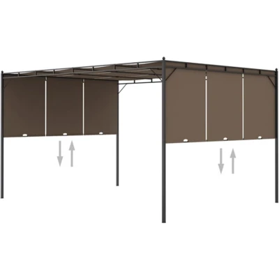 Afbeelding van Tuinprieel met zijgordijn 4x3x2,25 m taupe