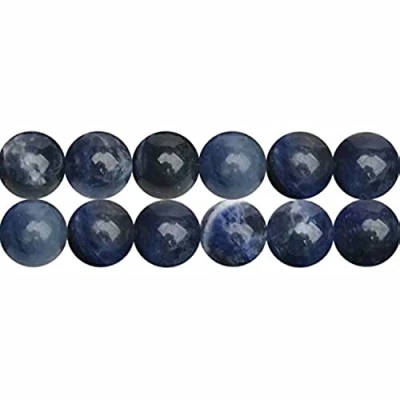 Afbeelding van Natuursteen, sodaliet, rond, 6 mm, edelstenen, voor sieraden, lengte 38 cm, ca. 60 stuks