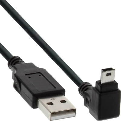 Afbeelding van USB Mini B haaks naar A kabel USB2.0 tot 1A / zwart 0,30 meter