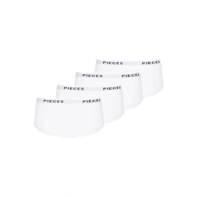 Afbeelding van Pieces Pclogo LADY Solid 4 PACK Onderbroeken, Dames, Maat: XL, Bright white