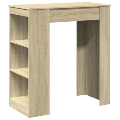 Image de vidaXL Table de bar avec étagères chêne sonoma bois d&#039;ingénierie854384