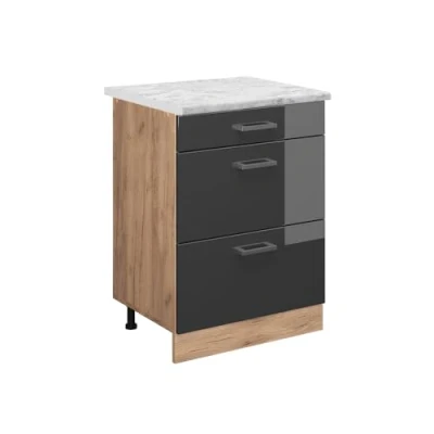 Afbeelding van Vicco Keukenonderkast R Line, Antraciet Hoogglans/Krachtige eik goud, 60 cm WB Marmer