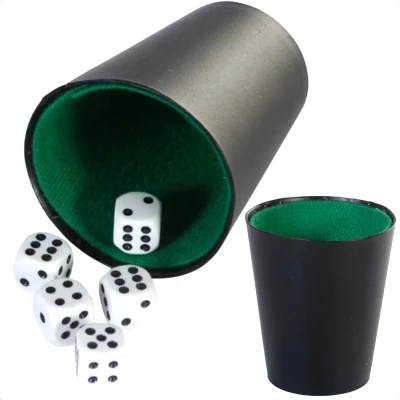 Afbeelding van Cheqo® Pokerbeker Beker voor Dobbelstenen Dobbelbeker Zwart