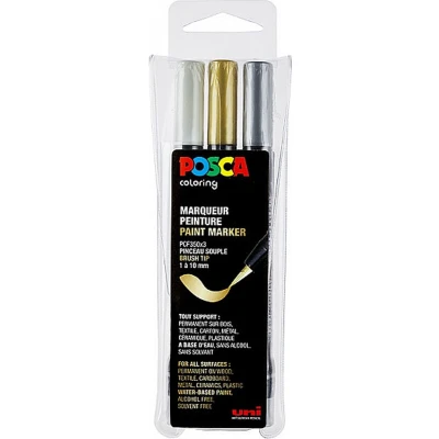 Afbeelding van Posca stiften set PCF350 wit/zilver/goud