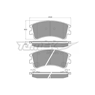 Afbeelding van TOMEX brakes TX 13 03 Remblokkenset Vooras Met akoestische slijtagewaarschuwing MAZDA: 6 Hatchback, Saloon, Estate