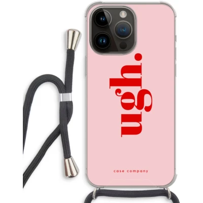 Afbeelding van Case Company® hoesje met Koord geschikt voor iPhone 14 Pro Max Ugh Telefoonhoesje Zwart Extra Bescherming aan alle Kanten en Over de Schermrand
