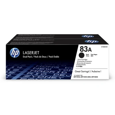 Image de Pack de 2 toners HP LaserJet 83A noir authentiques