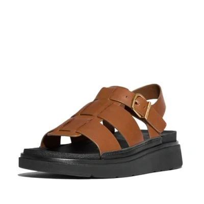 Afbeelding van Fitflop Genfisherman Sandalen met sleehak, Dames, Maat: 37, Tan Leer