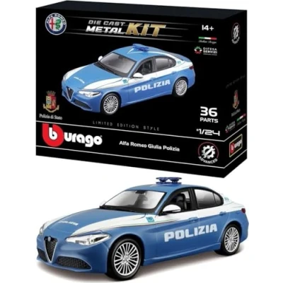 Afbeelding van BBURAGO Alfa Romeo Giulia Polizia 1/24 Politiewagen model Voorgemonteerd 1:24