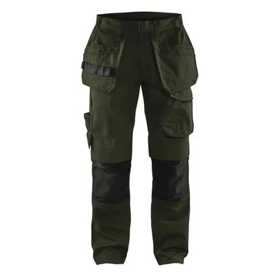 Image de Pantalon services stretch avec poches flottantes vert olive/noir