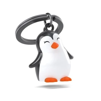 Afbeelding van METALMORPHOSE Pinguïn sleutelhanger, dierensleutelhanger, cadeau voor kinderen, heren en dames, wit, eenheidsmaat, Wit.