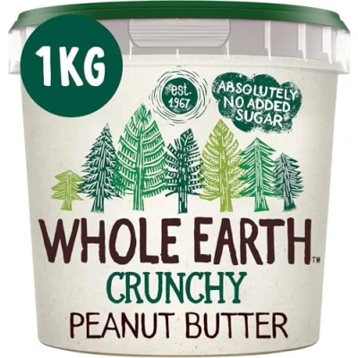 Afbeelding van Whole Earth Knapperige pindacrème, zure room, 100% pinda&#039;s, natuurlijke bron van plantaardige eiwitten, glutenvrij, veganistisch, 1 kg