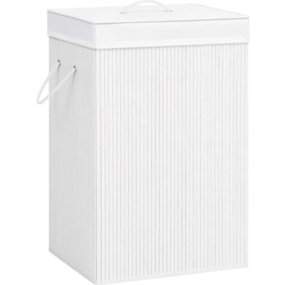Afbeelding van Wasmand met 2 vakken 72 L bamboe wit