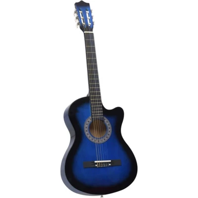 Afbeelding van vidaXL Gitaar cutaway met 6 snaren western klassiek 38&quot; getint blauw