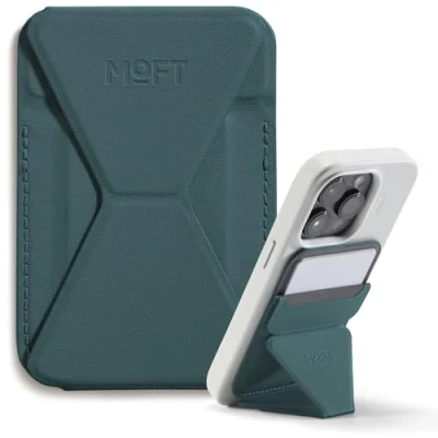 Afbeelding van MOFT MagSafe Portemonneehouder voor iPhone 15/14/13/12 serie, compatibel met MagSafe, kaarthouder en houder van MOVAS plantaardig leer 3 kijkhoeken, 2 kaarthouders (jungle)