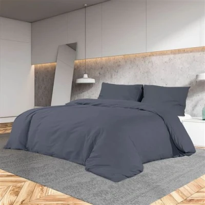 Afbeelding van VidaXL Dekbedovertrekset lichtgewicht 225x220 cm microvezel antraciet