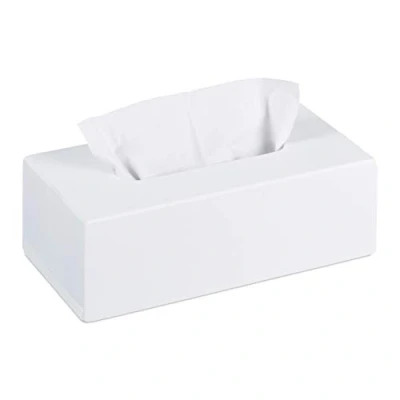 Afbeelding van Relaxdays 2x tissuehouder bamboe wit tissue box zakdoekendoos cosmeticadoekjes