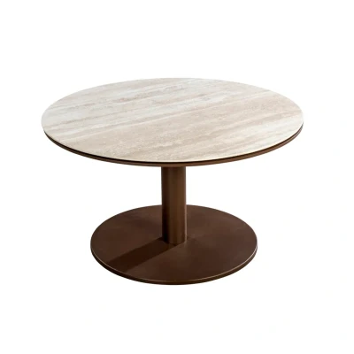 Afbeelding van Yoi Millor side table dia. 80x40 cm aluminium bronze/travertin