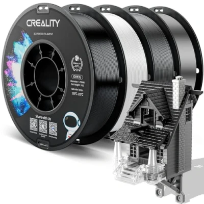 Afbeelding van Officieel PETG filament voor 3D printers van 1,75 mm, 4 kg, hoge precisie, sterke taaiheid, geurloos, betere doorstroming, vochtbestendig, print, zwart + wit grijs transparant