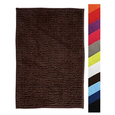 Image de Msv tapis de bain microfibre chenille 60x90cm chocolat