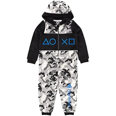 Afbeelding van PlayStation onesie jongens pyjama in één camo game kinderen, Grijs, 11 12 jaar