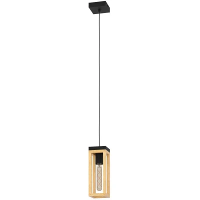 Afbeelding van EGLO Nafferton Hanglamp E27 10 cm Hout Zwart/Bruin