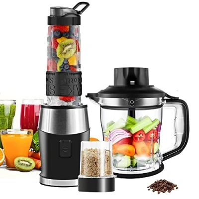 Afbeelding van Smoothiemaker, 700 watt, blender, smoothiemixer, multifunctionele smoothiemaker/vleeshakker/ijsvermaler/koffiemolen met 570 ml sportfles, BPA vrij Tritan