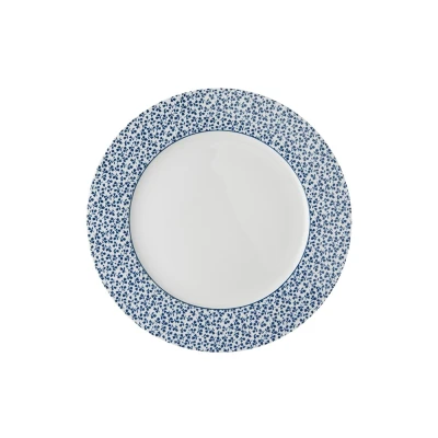 Afbeelding van Laura Ashley Blauw Floris Set 4 Platte Borden 26 Cm Wit Porselein