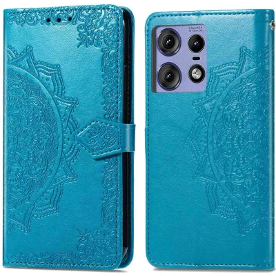 Afbeelding van iMoshion Hoesje Geschikt voor Motorola Edge 50 Pro Met Pasjeshouder Mandala Bookcase Turquoise