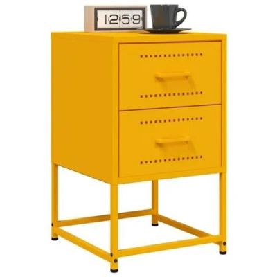 Afbeelding van vidaXL Nachtkastjes 2 st 36x39x60,5 cm staal mosterdgeel