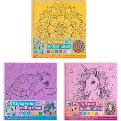 Afbeelding van Creative Craft Group Schilderen op Nummer Glitter Canvas, 9dlg.