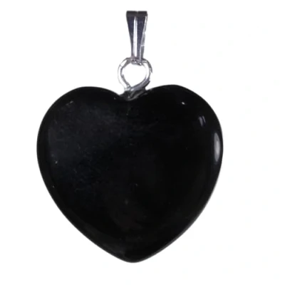Afbeelding van Lebensquelle Plus Hartvormige hanger onyx 2 x cm, Roestvrij staal, obsidiaan, Obsidiaan
