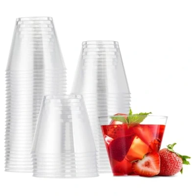Afbeelding van MATANA 30 transparante harde kunststof glazen, bekers voor cocktails, champagne, wijn en desserts (255 ml) bruiloften, verjaardagen, Kerstmis, feestjes robuust herbruikbaar