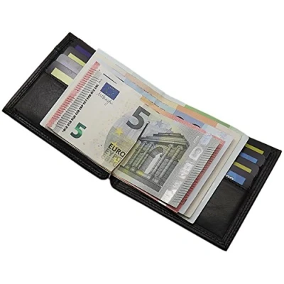 Afbeelding van myledershop MJ Design Germany Portemonnee/portemonnee/portemonnee/portemonnee/portemonnee/portemonnee/portemonnee met geldclip, van plantaardig gelooid rundleer, zwart, één maat, zwart.
