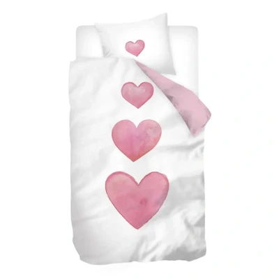 Afbeelding van Snoozing Leonore Dekbedovertrek Eenpersoons 140x200/220 cm + 1 sloop) Wit/Roze
