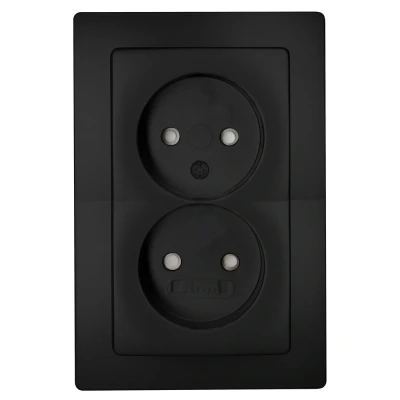 Afbeelding van Kopp Paris Zonder Randaarde Wandcontactdoos 2 Voudig 230 Volt Mat Zwart