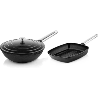 Afbeelding van Westinghouse Pannenset Performance (Wokpan + Grillpan) ø 28 cm Zwart Inductie en alle andere warmtebronnen