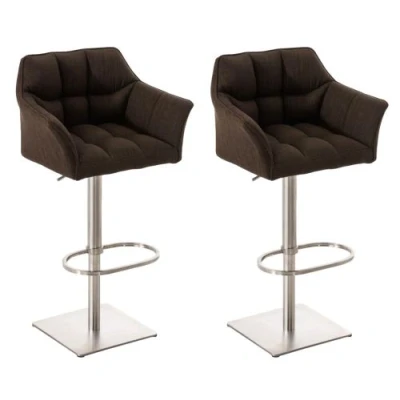 Image de CLP Lot de 2 tabourets bar Damaso en tissu , Acier inoxydable/Marron