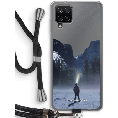 Afbeelding van hoesje met Koord geschikt voor Samsung Galaxy A12 Wanderlust Telefoonhoesje Zwart Bescherming aan alle Kanten en Over de Schermrand