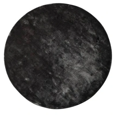 Afbeelding van PTMD Flavia Black viscose handwoven carpet round